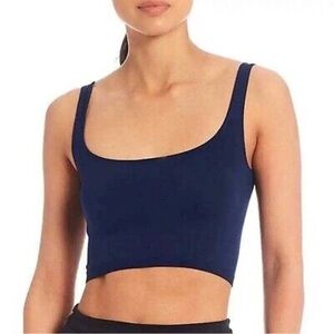 NWT Free People Scoop Neck Cropped Tank Top Navy Blue